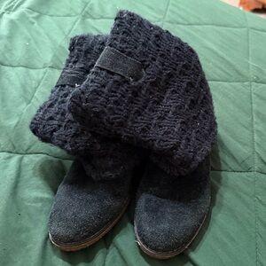 Dr Scholls fold over sweater black boot